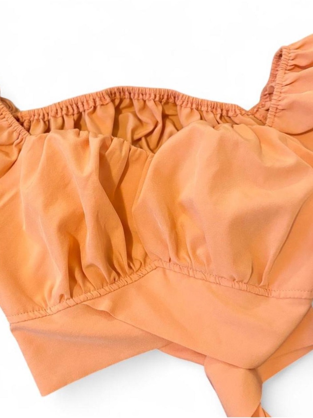 Amazon Peach Tie-Front Crop Top